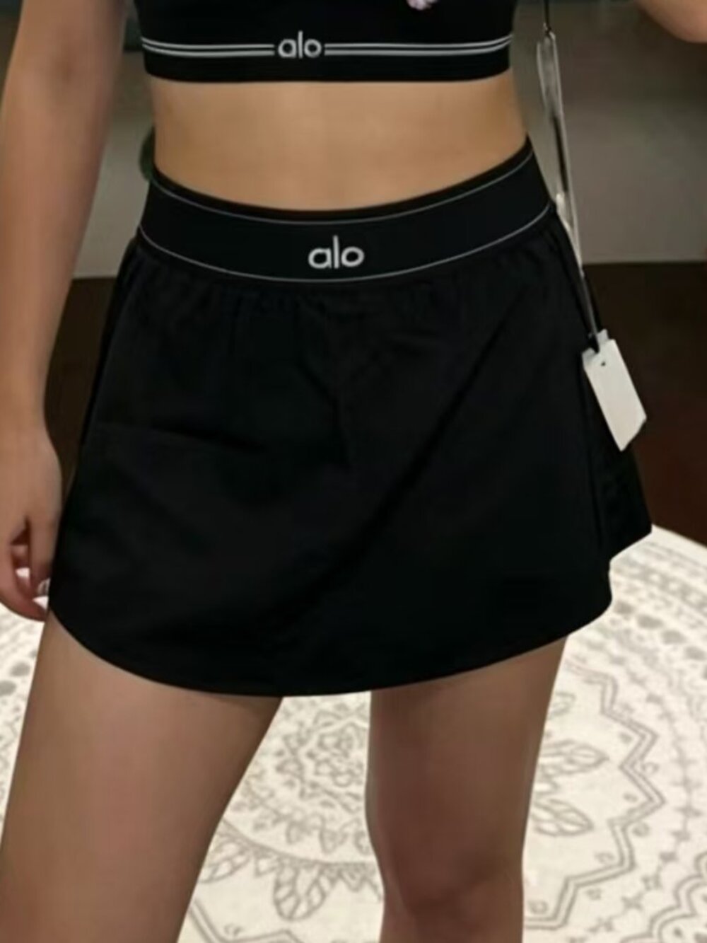 💗Alo Yoga Match Point Tennis Mini Skirt🧚‍Black Tenniscore Trendy & Chic NWT